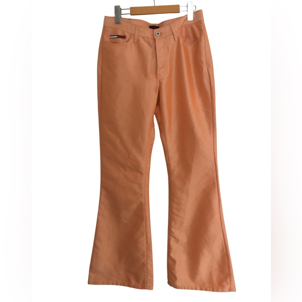 Vintage 90s Flared Jeans Pants Y2K Tommy Hilfiger Club Shimmery Disco Twill 29